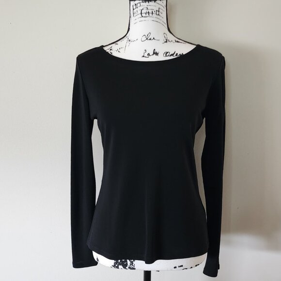 NWOT DKNY Long Sleeve Black Top - Picture 2 of 6